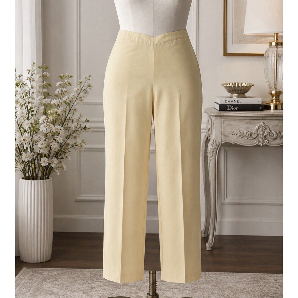 Alfred Dunner Womens 12 Pull On Pants Butter Yellow Straight Leg 32x28